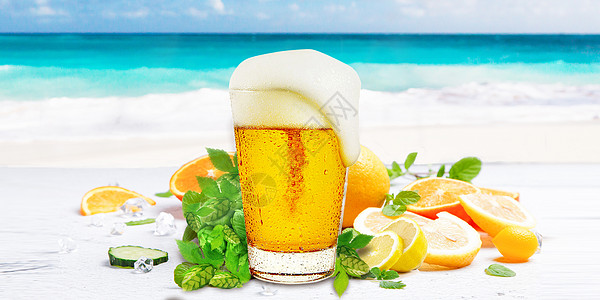 夏日冰镇饮料图片夏季啤酒背景设计图片
