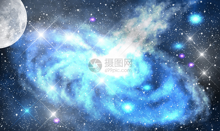 星空月亮唯美背景图片