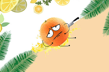 创意清凉橙子背景图片