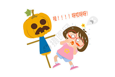 木木酱卡通形象万圣节配图