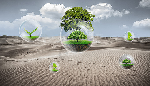 漂浮环保树环保概念高清图片素材