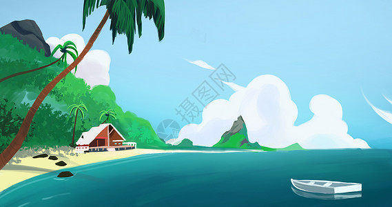 夏日度假小岛背景图片