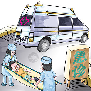 救护车救人插画背景图片