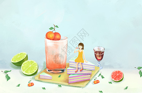 饮品设计夏季创意插画插画