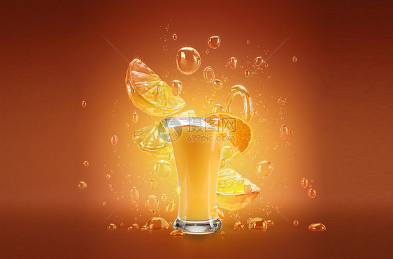 夏日创意橙汁图片