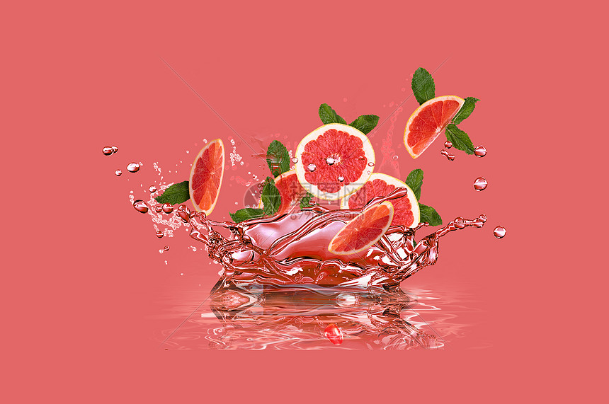 夏日创意西柚汁图片
