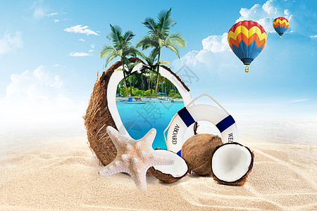 海边度假度假旅游创意背景设计图片