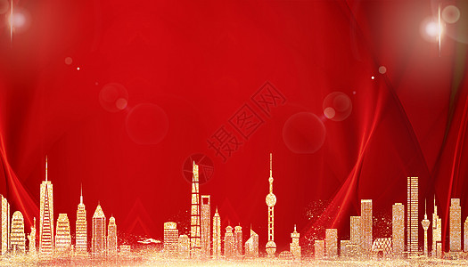 东方明珠红金大气背景设计图片