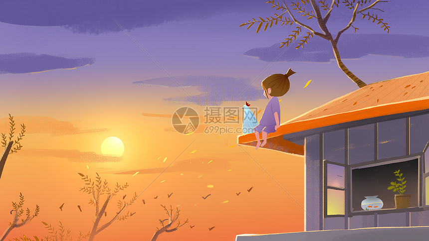 秋天的夕阳图片