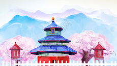 国际中国风建筑插画图片