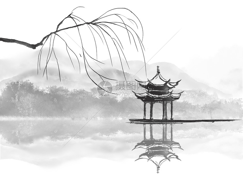 中国风江南古亭插画图片下载-正版图片400350623-摄图网