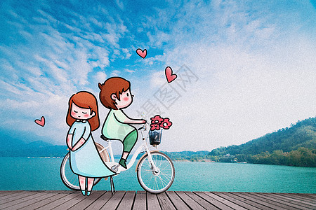 自行车之旅创意摄影插画高清图片