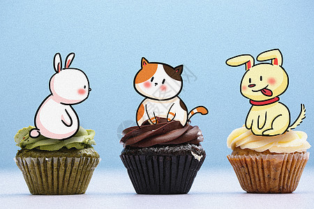 烘培蛋糕宣传单动物小蛋糕创意摄影插画插画