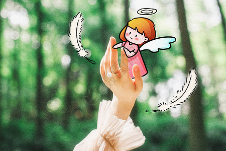 手中的天使创意摄影插画图片