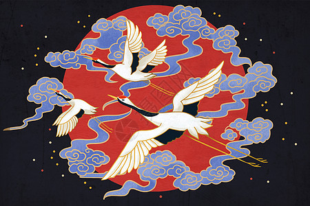 中国风仙鹤插画鹤舞高清图片