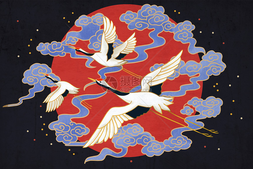 中国风仙鹤插画图片下载-正版图片400378883-摄图网