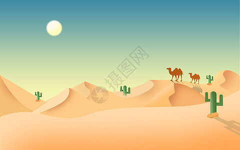 沙漠插画沙漠仙人掌高清图片