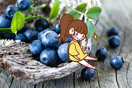 蓝莓水果女孩图片