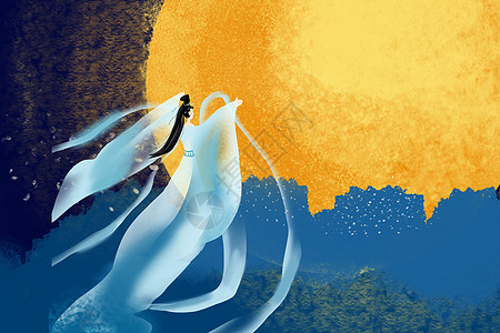 嫦娥奔月中秋节插画背景图片