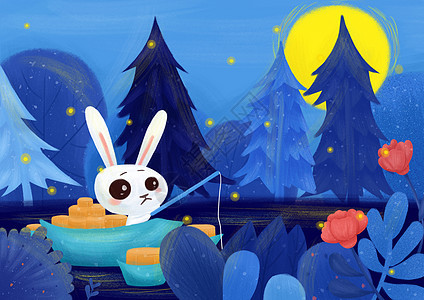 中秋节卡通兔子背景图片