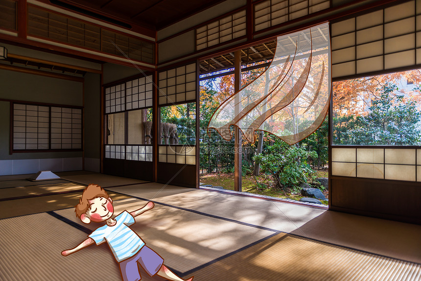 日本庭院和榻榻米图片