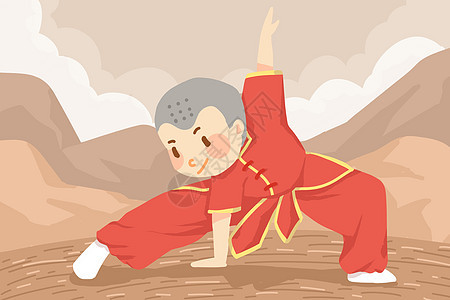 亚运会武术插画图片