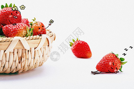 可爱小草莓创意摄影插画图片