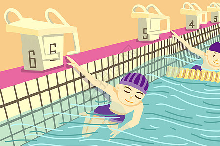 游泳比赛插画图片