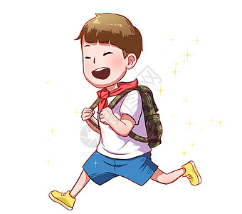 男孩跑步上学孩子高清图片