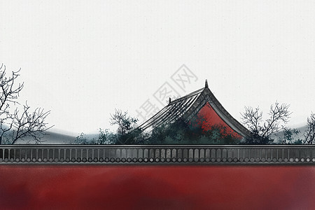 故宫建筑宫墙插画