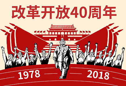 党的生日改革开放40周年插画