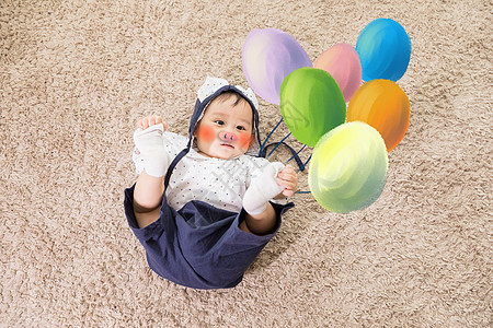 宝宝和气球起飞高清图片素材
