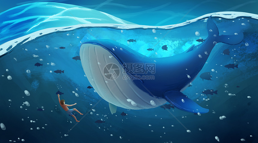海底与鲸鱼一起遨游