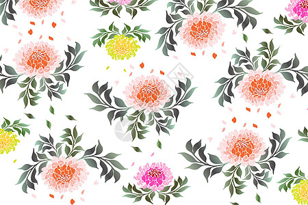 矢量牡丹花卉植物背景插画