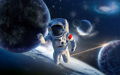 宇航员遨游太空图片