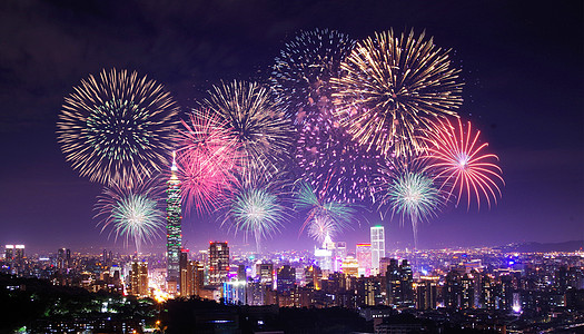 绚丽烟花城市烟花夜景设计图片