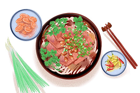 牛肉萝卜牛肉面插画