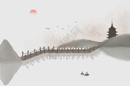 中国水墨山水背景图片
