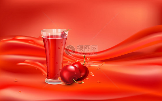 红色鸡尾酒樱桃果汁图片