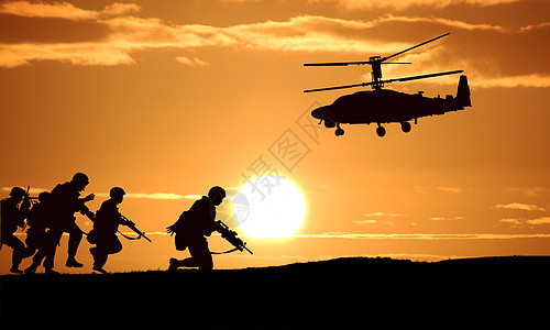 夕阳下的战斗机背景图片