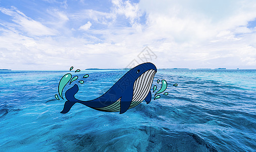 嬉戏的鲸鱼创意摄影插画图片