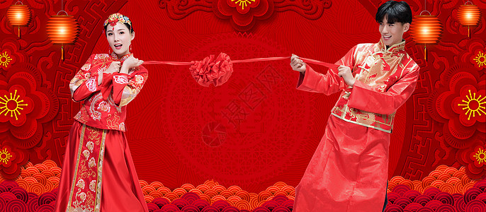 中式婚礼场景背景图片