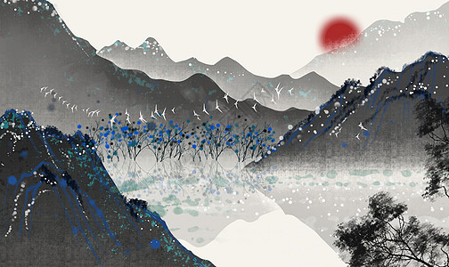 中国风插画山水插画