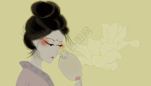 眼妆模特古装美人插画