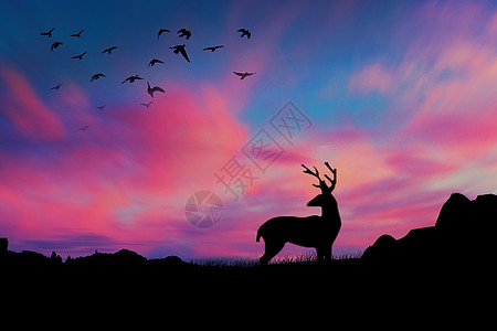 麋鹿剪影森林麋鹿设计图片
