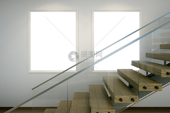 现代楼梯挂画样机图片