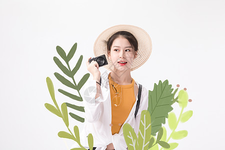 植物女孩创意摄影插画图片