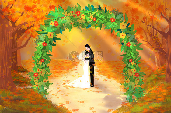 秋季婚礼图片