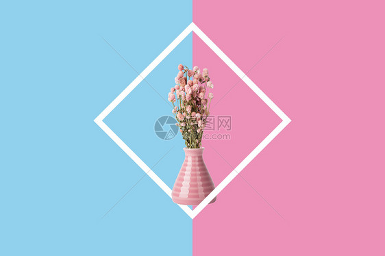 蓝粉拼色背景图