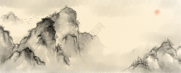 水墨山水插画图片下载-正版图片400665364-摄图网